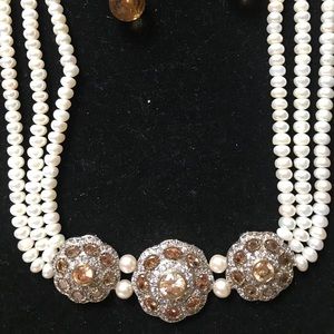 Pearl and semi precious stone necklace/ choker set